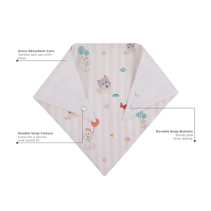 Abracadabra Cotton Jersey Drool Bib Set (Pack of 3) - Puppy Love - 0-18 Months