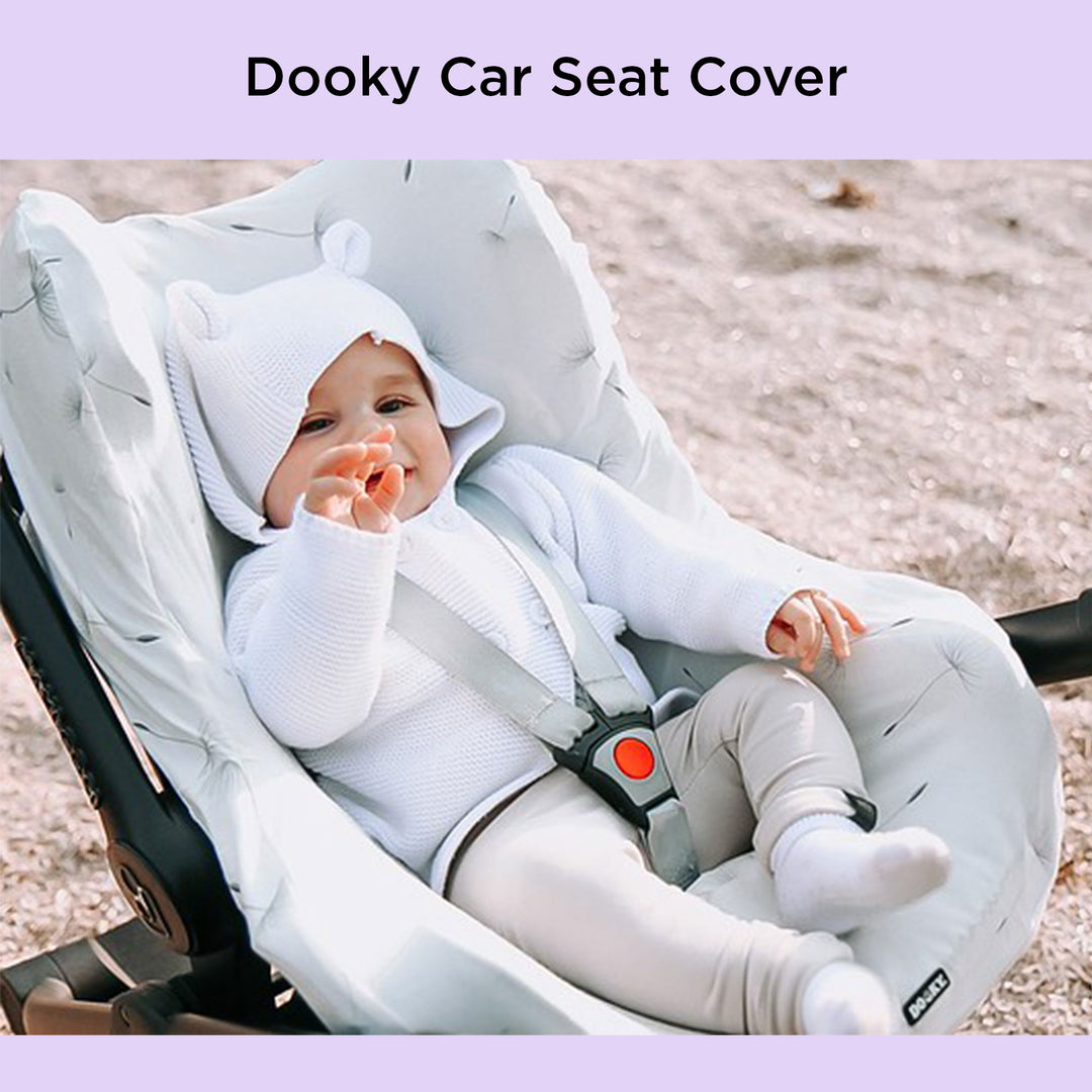 Dooky Baby Universal Car Seat Cover 0+ | Breathable Cotton - White