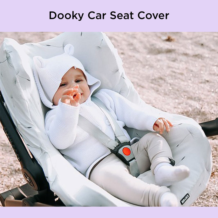 Dooky Baby Universal Car Seat Cover 0+ | Breathable Cotton - White