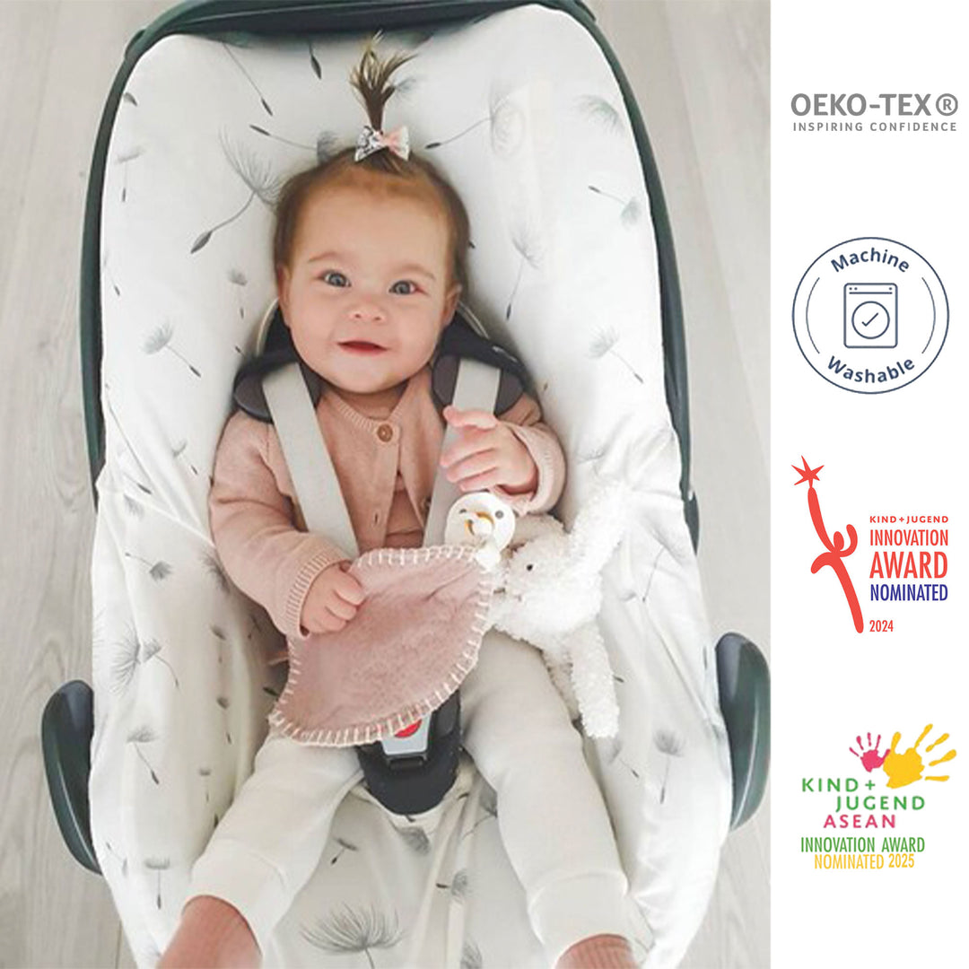 Dooky Baby Universal Car Seat Cover 0+ | Breathable Cotton - White