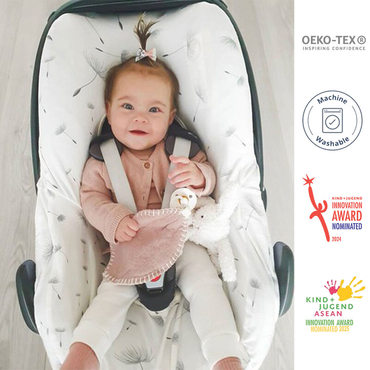 Dooky Baby Universal Car Seat Cover 0+ | Breathable Cotton - White