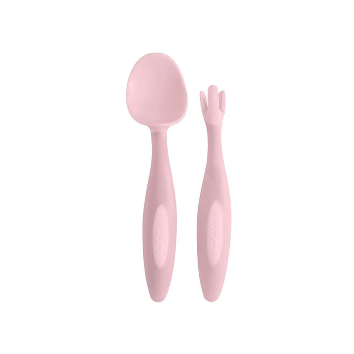 B.Box Toddler Fork &amp; Spoon Cutlery Set for Kids – Easy Grip, Self-Feeding &amp; Travel-Friendly – Blush Pink