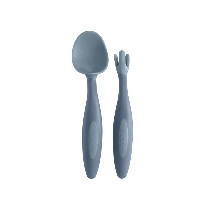 B.Box Toddler Fork &amp; Spoon Cutlery Set for Kids – Easy Grip, Self-Feeding &amp; Travel-Friendly – Ocean Blue