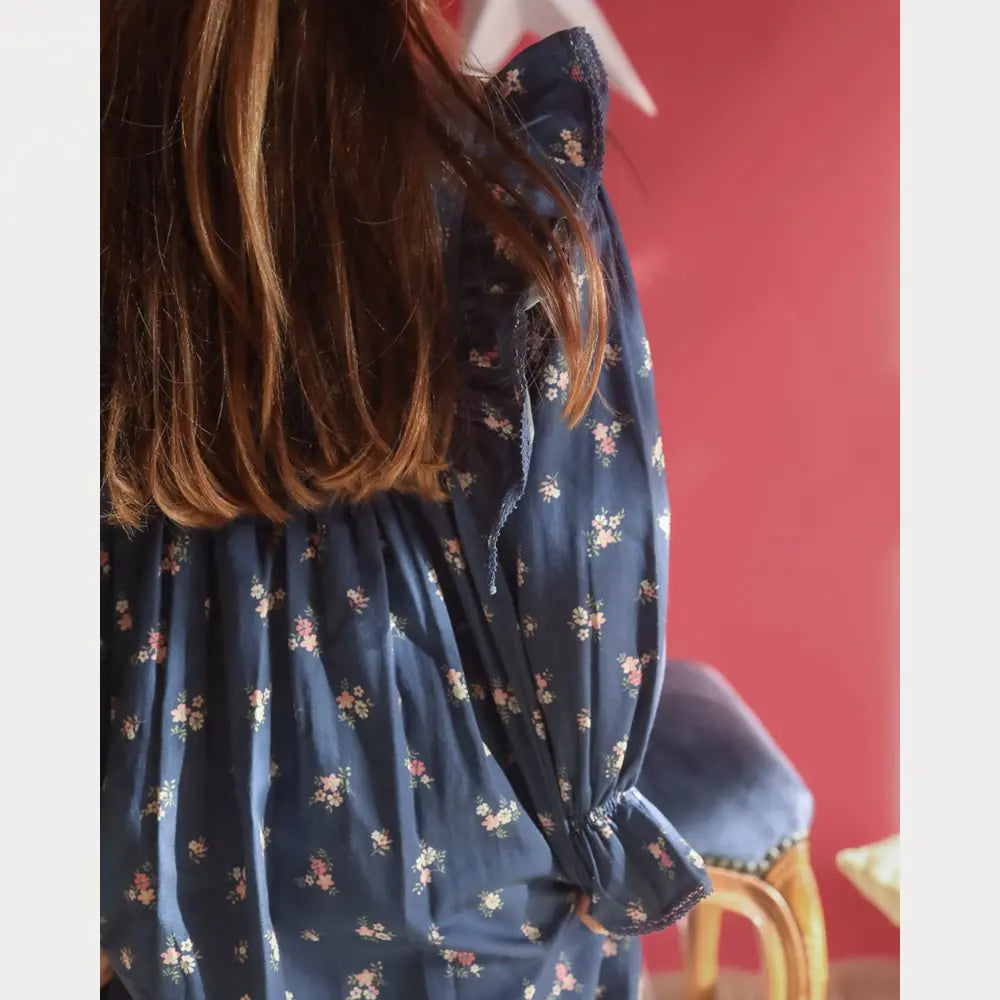 Early Sunday Margot Dress For Girls - Ditsy Bouquet Navy