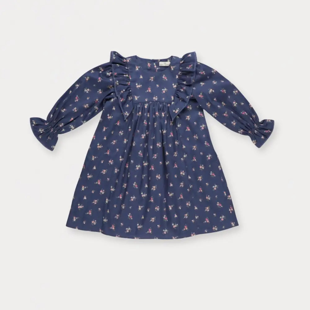 Early Sunday Margot Dress For Girls - Ditsy Bouquet Navy