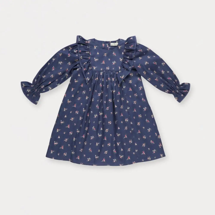 Early Sunday Margot Dress For Girls - Ditsy Bouquet Navy