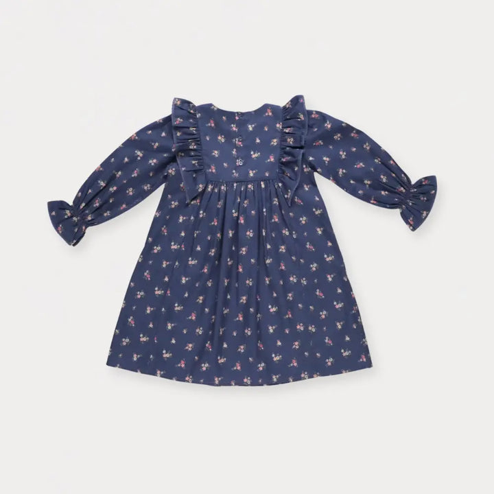 Early Sunday Margot Dress For Girls - Ditsy Bouquet Navy