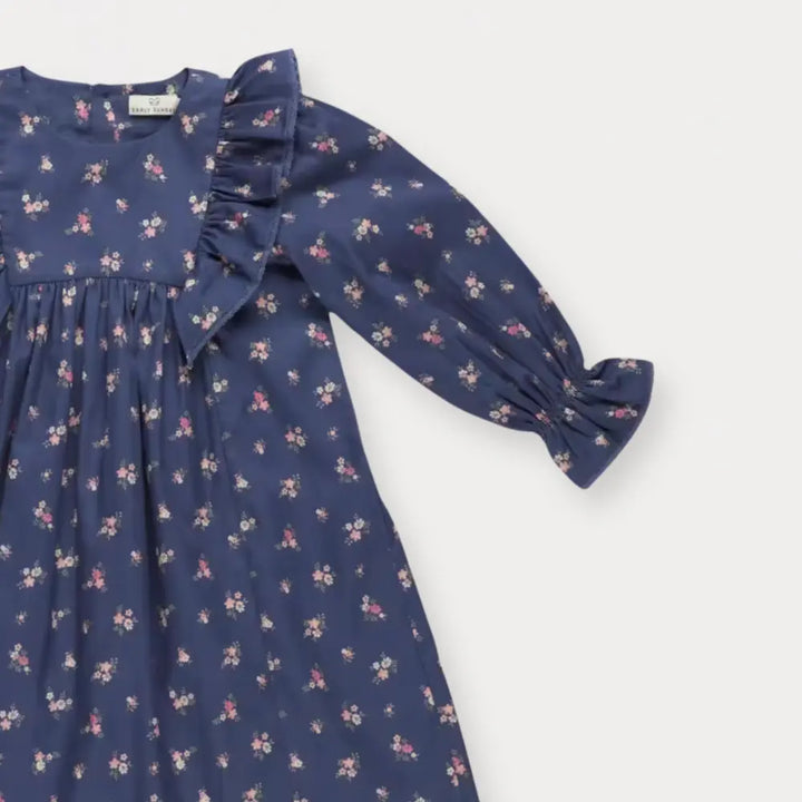 Early Sunday Margot Dress For Girls - Ditsy Bouquet Navy