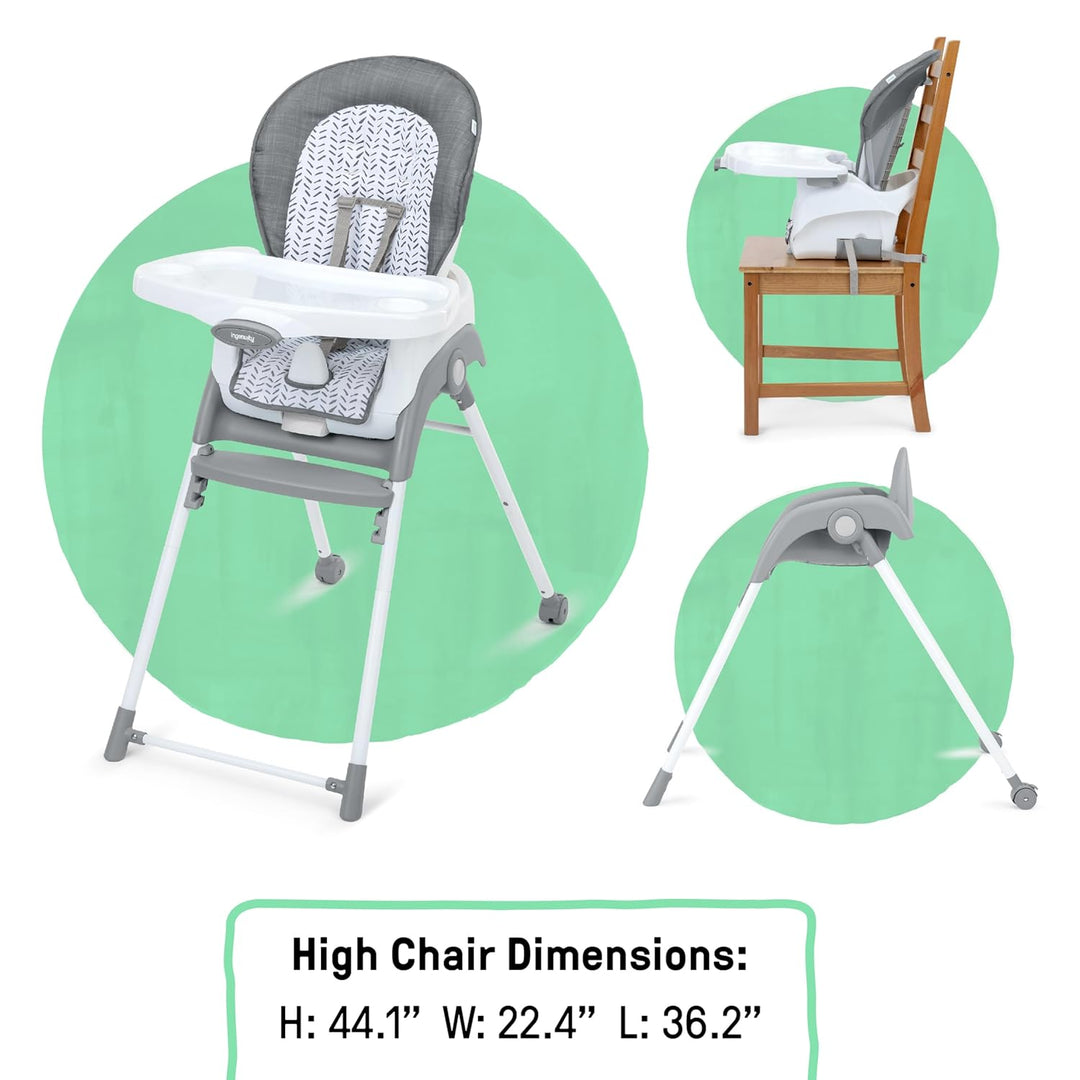 Ingenuity Trio Foldaway 6-in-1 High Chair with Booster Seat, Toddler Chair &amp; Foldable Space-Saving Design - Endless Blooms