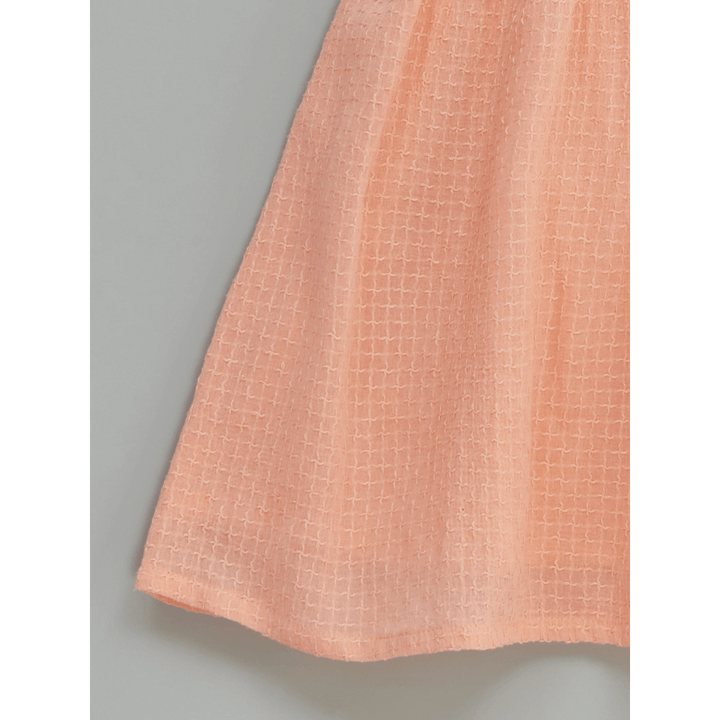 Liz Jacob Peach Plush Handwoven Cotton Dress – Hand Embroidered