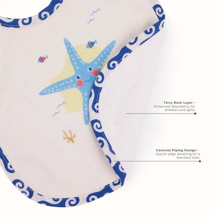 Abracadabra Cotton Jersey Toddler Bib Set (Pack of 2) - Hello Sea - 6-36 Months