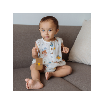 Dulaar Organic Muslin Romper - A Day With Dinos