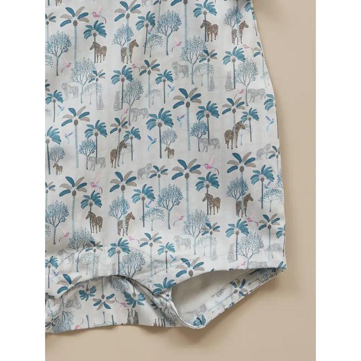 Liz Jacob Baby | Blue Cotton Kimono Romper | Safari
