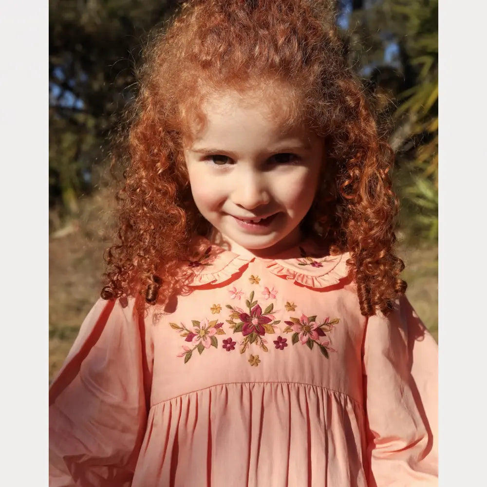 Early Sunday Marguerite Dress For Girls - Blush Pink