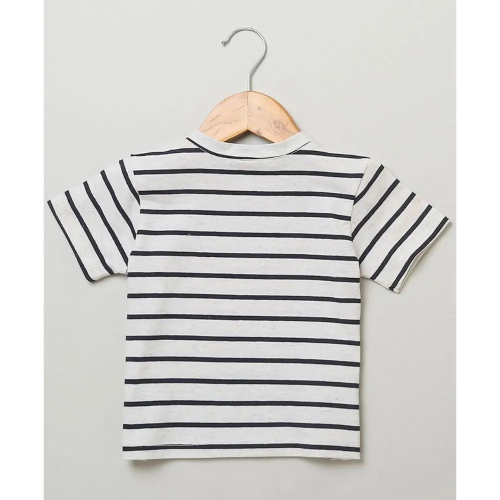 Sweetlime By AS Cotton Dungaree and Jersey T-Shirt Stripes Co-ord Set - White &amp; Yellow