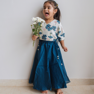 Dulaar Chanderi Lehenga Set - Poppy Fields Sapphire