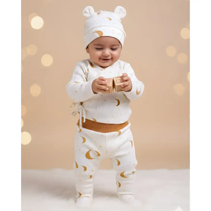 Cot &amp; Candy Baby Organic Kimono Top with Roll Top Footed Pant - Tiny Twinkle