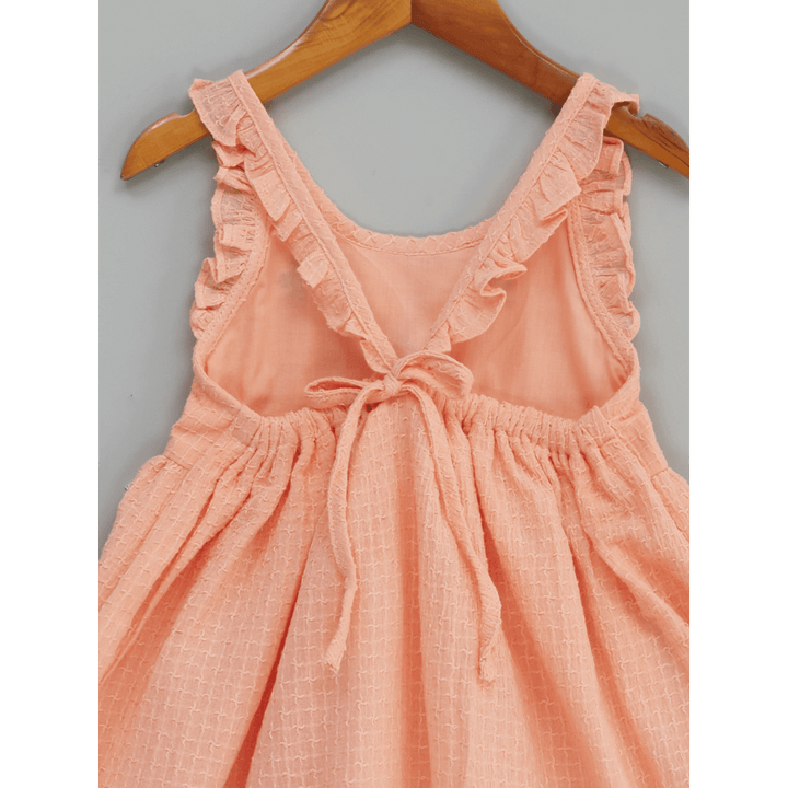 Liz Jacob Peach Plush Handwoven Cotton Dress – Hand Embroidered