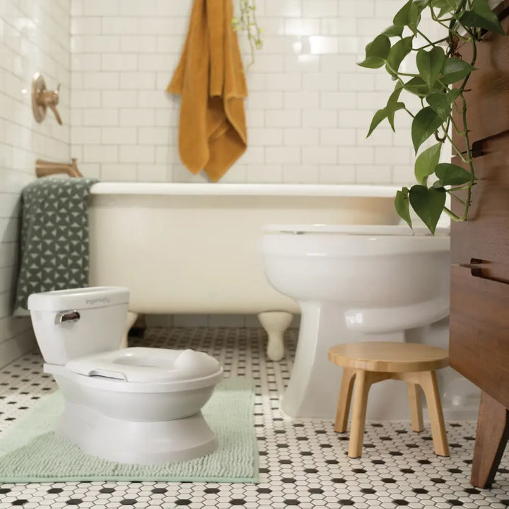 Ingenuity My Size Potty Pro 2-in-1 Toddler Potty Training Toilet with Flush Sound &amp; Detachable Potty Ring, 18 - 60 months, White