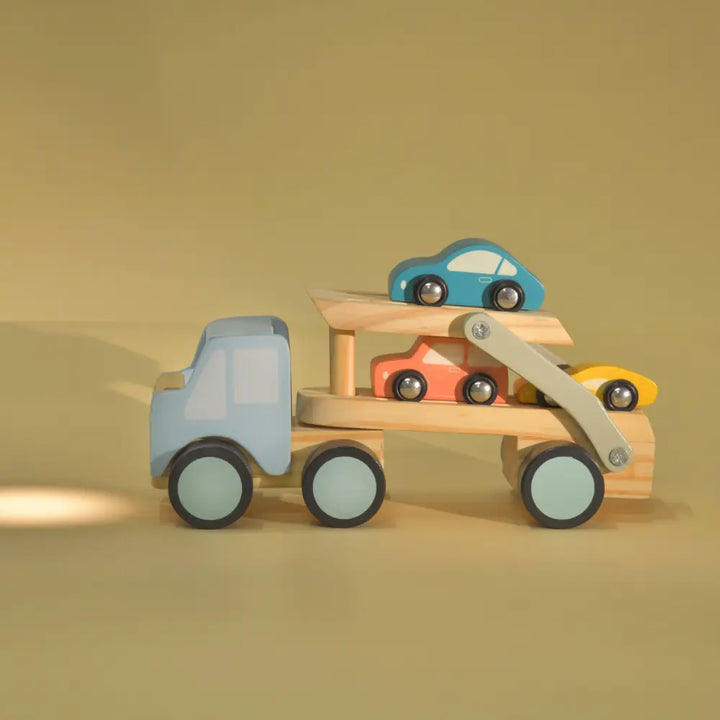 Playbox Car Carrier Truck and Cars Wooden Toy Set