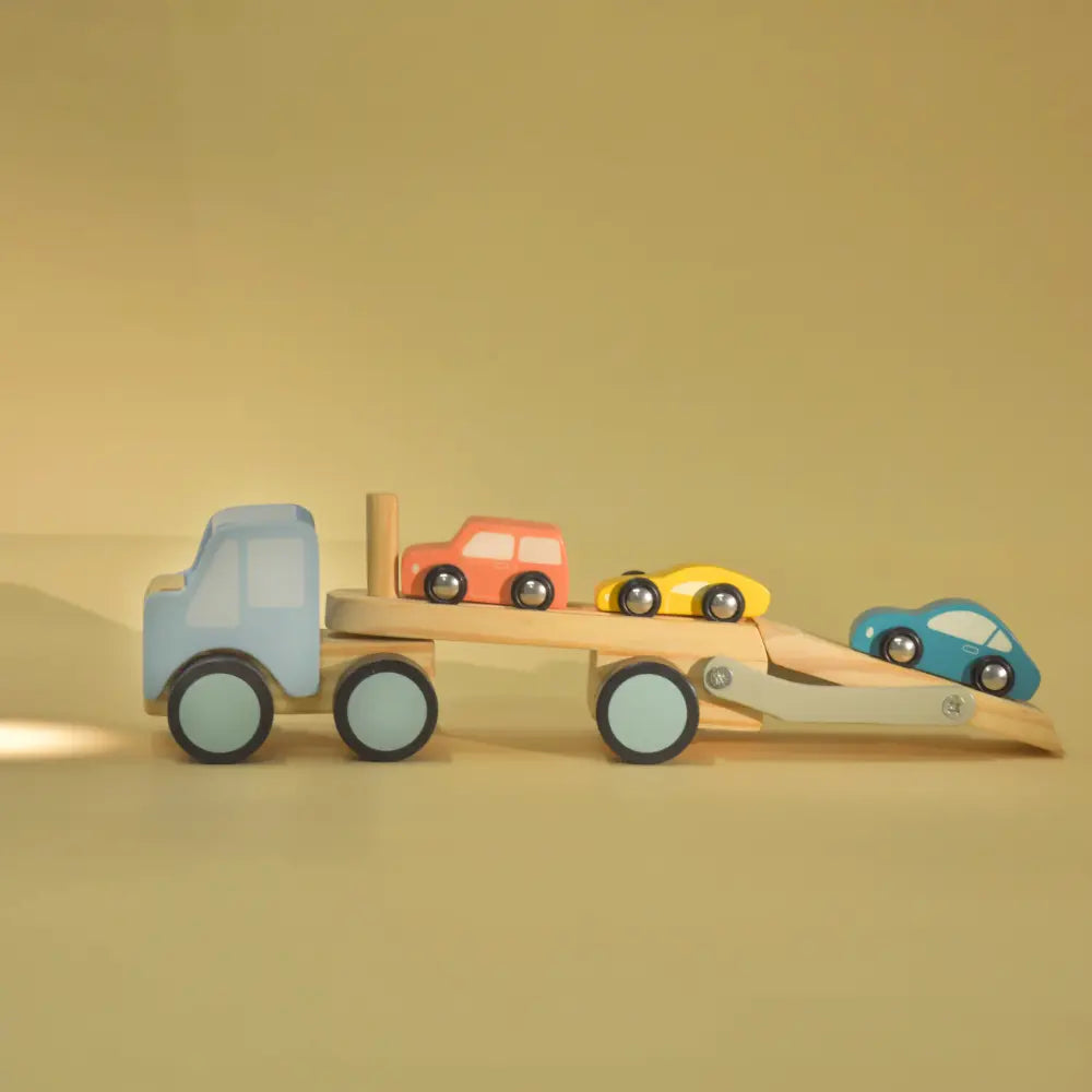 Playbox Car Carrier Truck and Cars Wooden Toy Set
