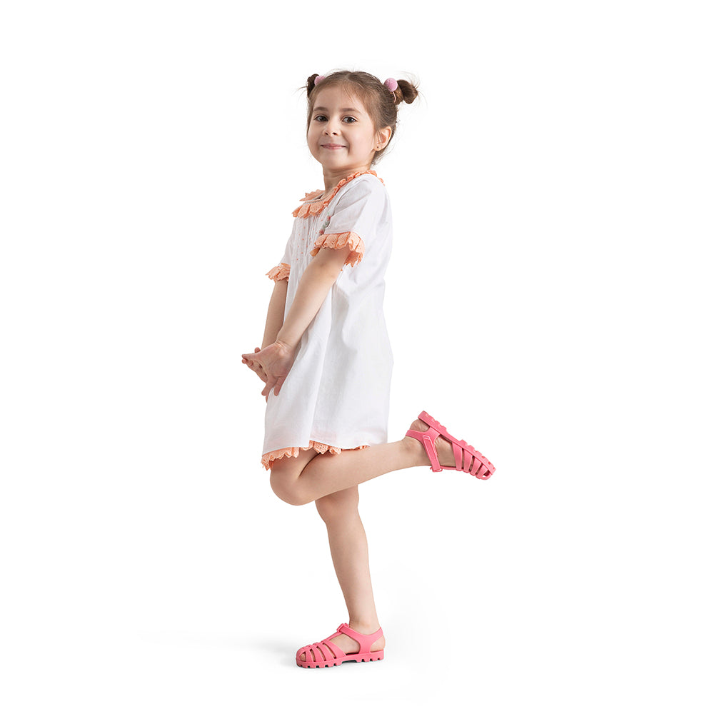 The Baby Trunk Baby Girl Organic Cotton Bow Dress - Peach