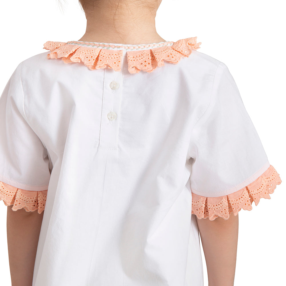 The Baby Trunk Baby Girl Organic Cotton Bow Dress - Peach