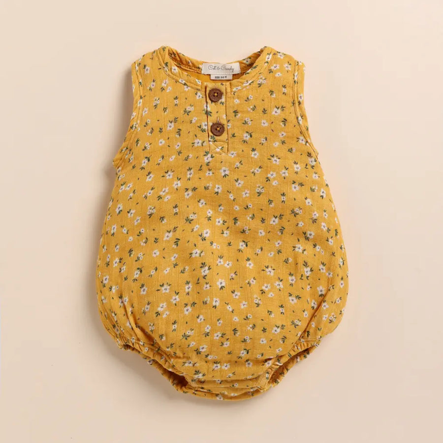 Cot & Candy Baby Organic Muslin Bubble Romper-Vintage Floral