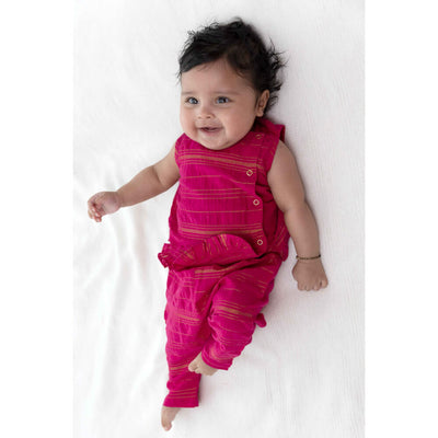 Tiber Taber Baby Girl Zari Stripe Jhabla Set