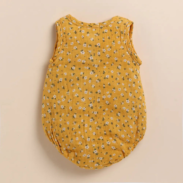 Cot &amp; Candy Baby Organic Muslin Bubble Romper-Vintage Floral