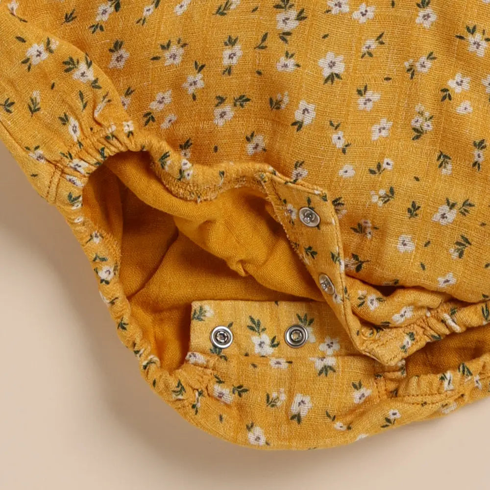 Cot &amp; Candy Baby Organic Muslin Bubble Romper-Vintage Floral