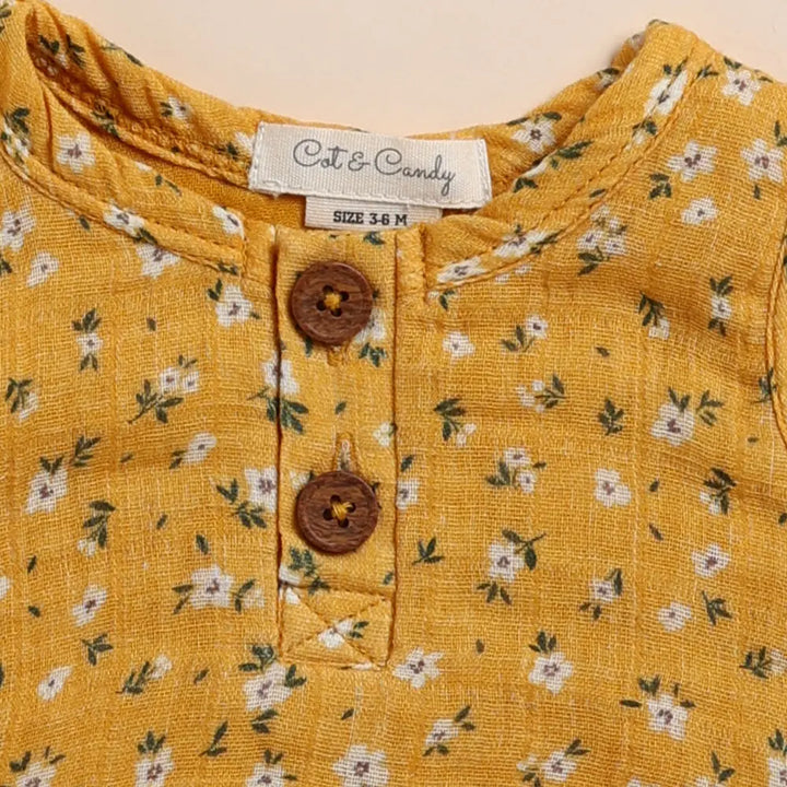 Cot &amp; Candy Baby Organic Muslin Bubble Romper-Vintage Floral
