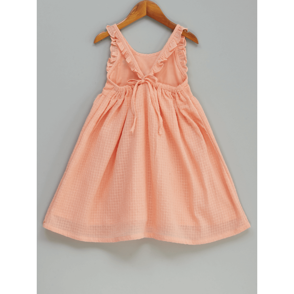 Liz Jacob Peach Plush Handwoven Cotton Dress – Hand Embroidered