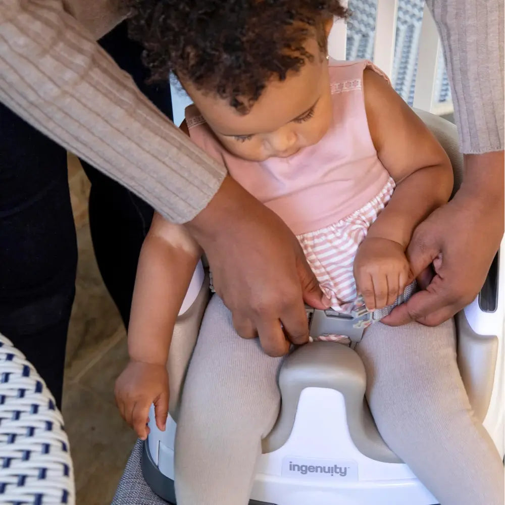 Ingenuity Baby Base 2-in-1 Booster Seat with Removable Tray &amp; Toddler Seat Conversion, Designed for Feeding &amp; Playtime, 6 - 36 months, Cashmere