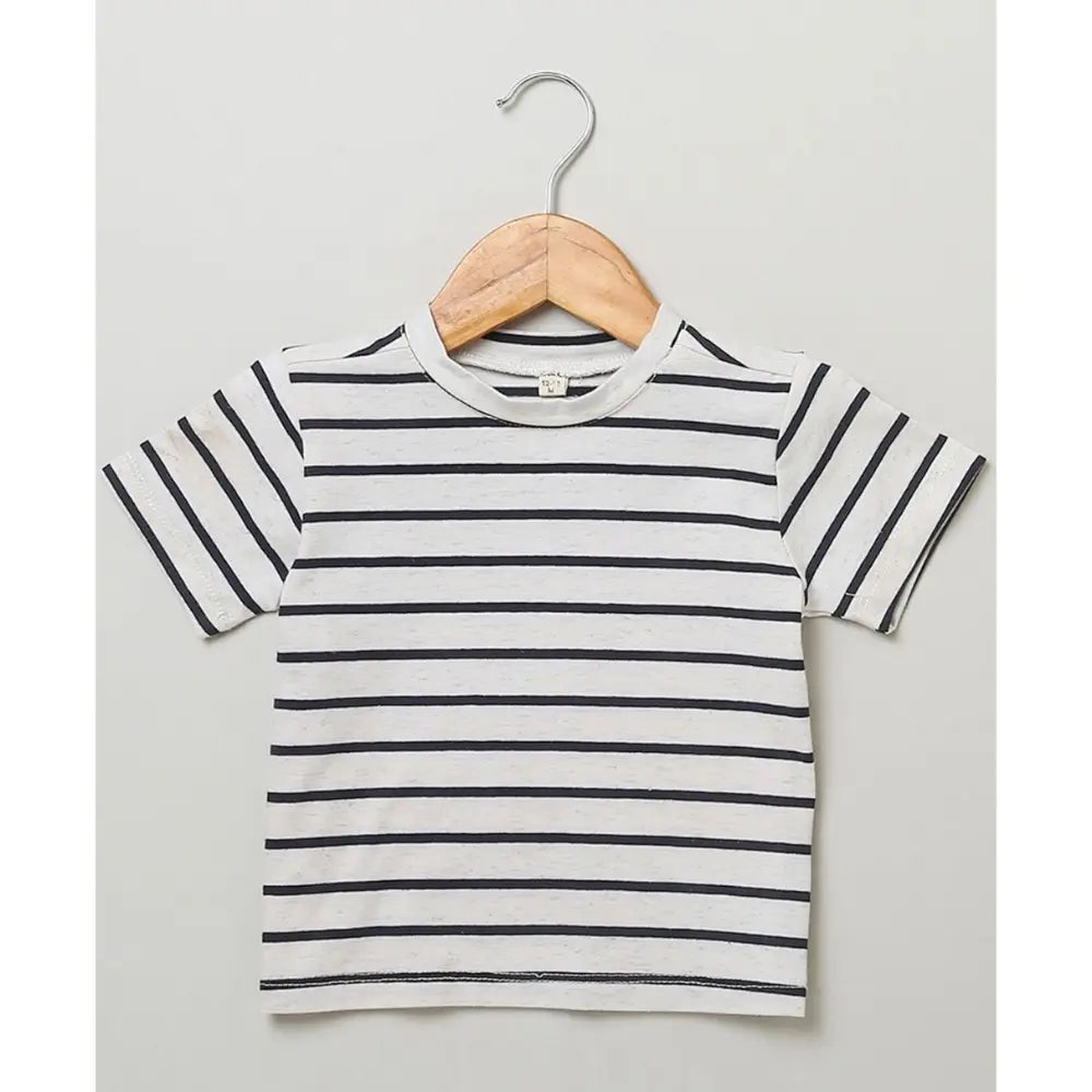 Sweetlime By AS Cotton Dungaree and Jersey T-Shirt Stripes Co-ord Set - White &amp; Yellow