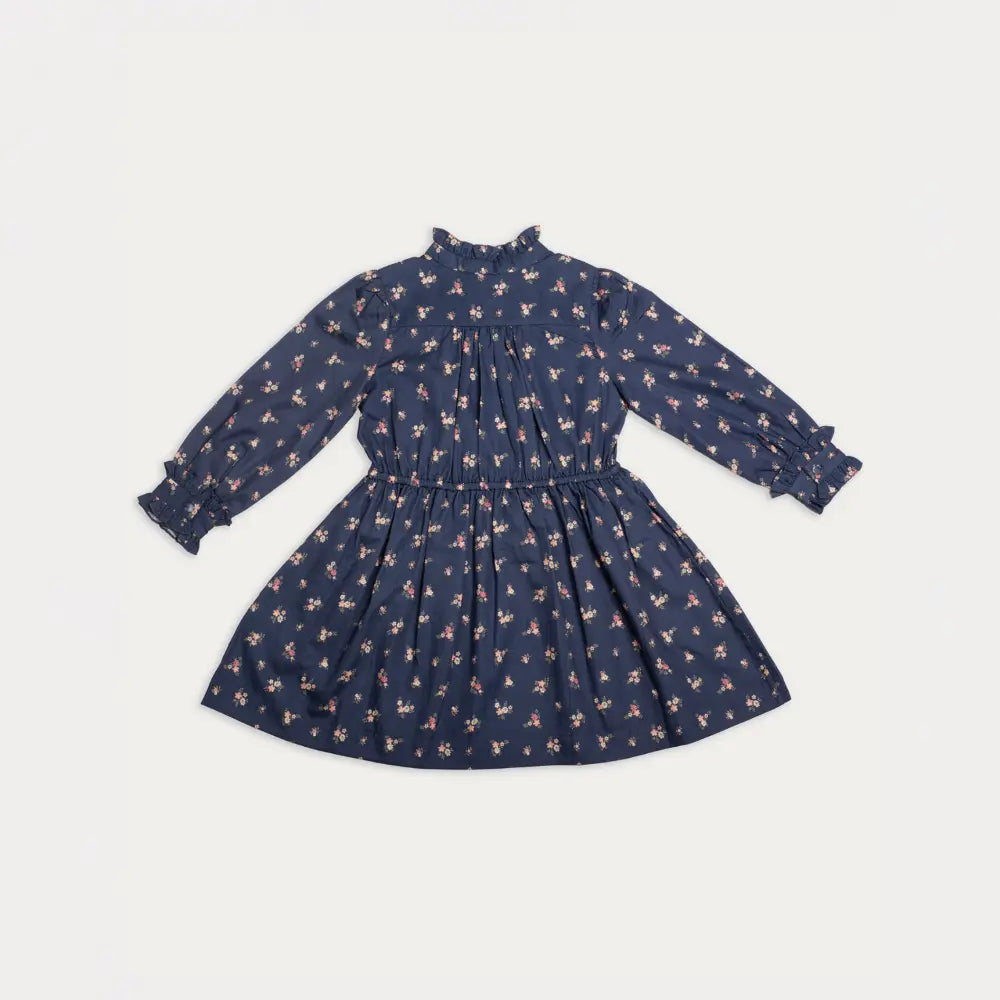 Early Sunday Dawn Dress For Girls - Ditsy Bouquet Navy