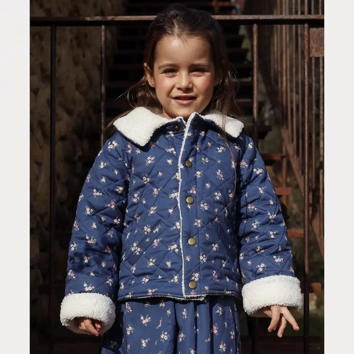 Early Sunday Esmée Jacket For Girls - Ditsy Bouquet Navy