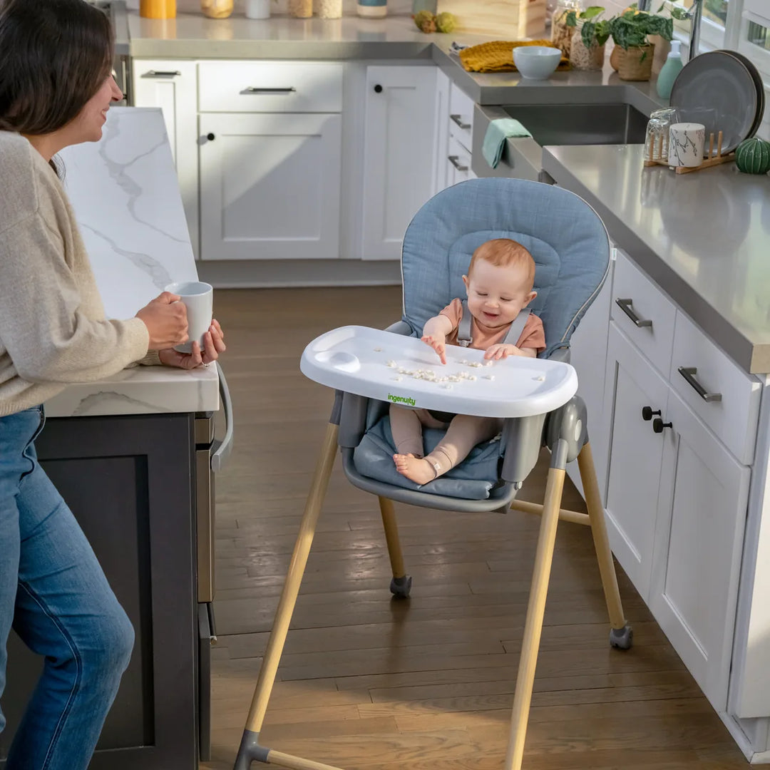 Ingenuity Proper Positioner Deluxe 7-in-1 High Chair with Recline, Rocking Infant Seat &amp; Booster Mode, Ergonomic Seat with Posture Support, 0-5 years
