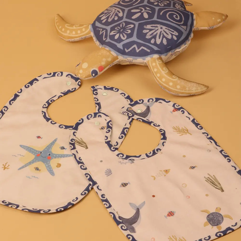 Abracadabra Cotton Jersey Toddler Bib Set (Pack of 2) - Hello Sea - 6-36 Months