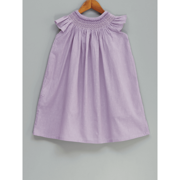 Liz Jacob Sweet Lavender Handwoven Cotton Dress – Hand Smocked