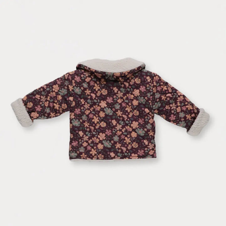 Early Sunday Molly Baby Quilted Jacket - Garden Flowers Plum