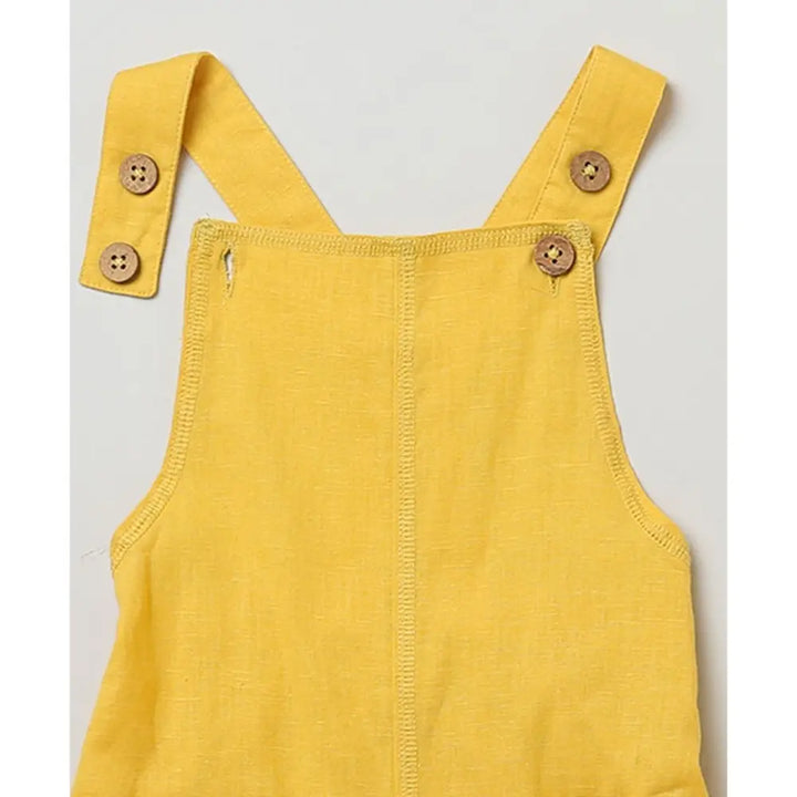 Sweetlime By AS Cotton Dungaree and Jersey T-Shirt Stripes Co-ord Set - White &amp; Yellow