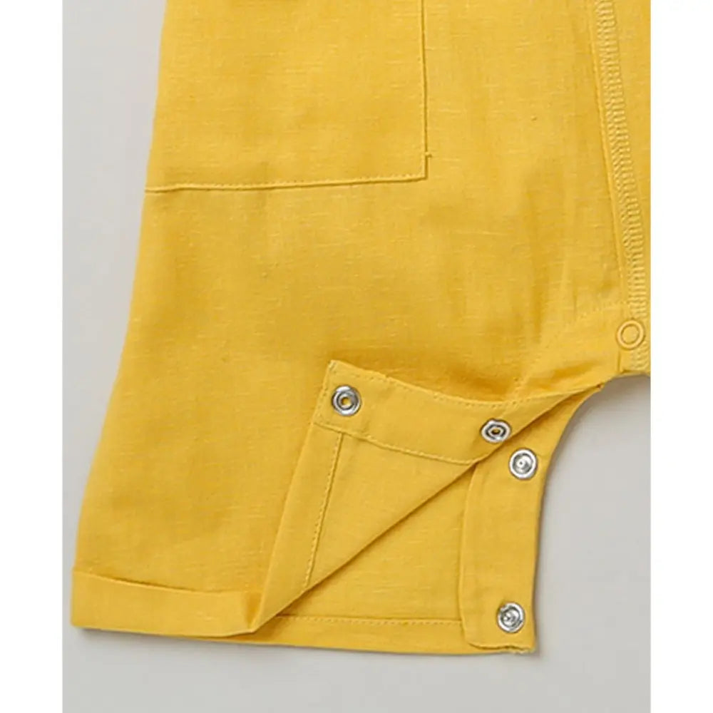 Sweetlime By AS Cotton Dungaree and Jersey T-Shirt Stripes Co-ord Set - White &amp; Yellow