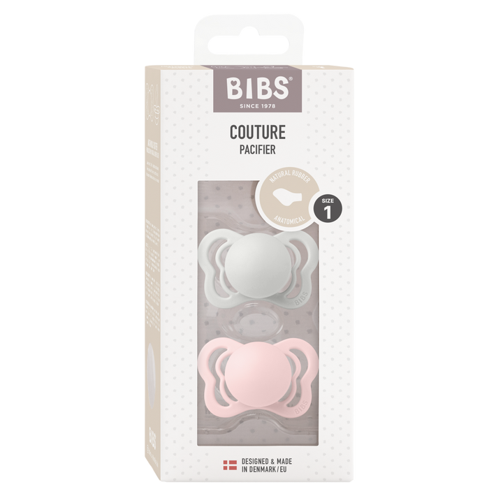 Bibs Latex Anatomical Pacifier Nipple Size 1 Haze/Blossom - Pack of 2 (Couture)
