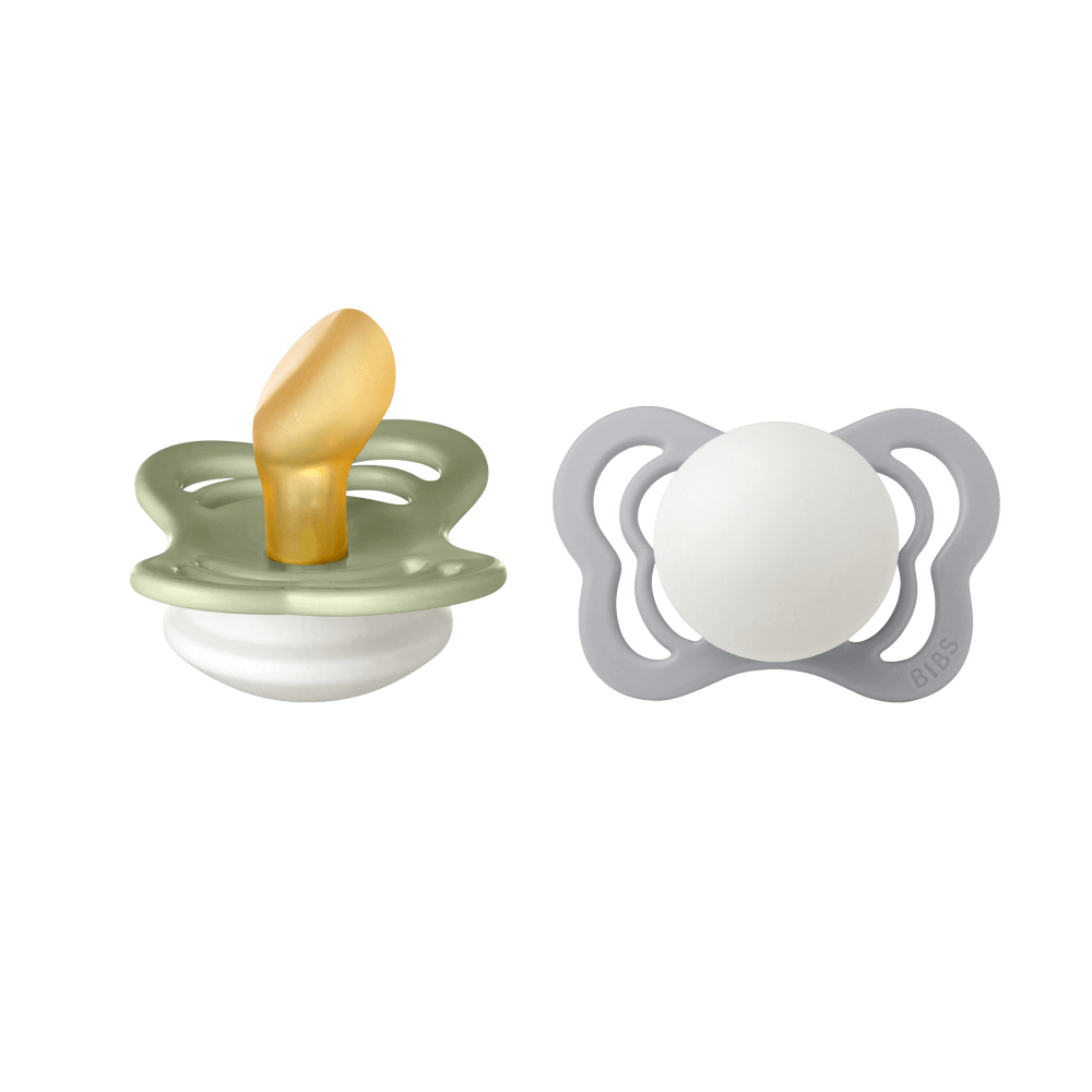 BIBS Couture Latex Anatomical Pacifier, Size 1 - Sage Glow/Cloud Glow(Pack of 2)