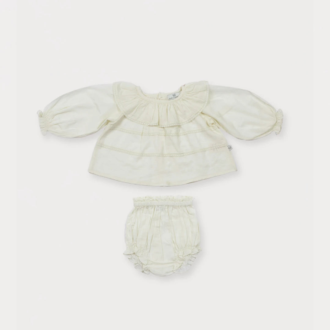 Early Sunday Daisy Baby Blouse &amp; Bloomer Set For Girls - Ivory