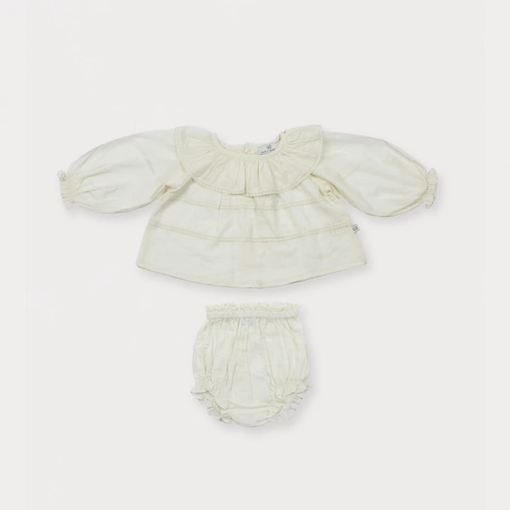 Early Sunday Daisy Baby Blouse &amp; Bloomer Set For Girls - Ivory