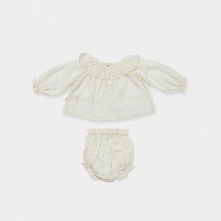 Early Sunday Daisy Baby Blouse &amp; Bloomer Set For Girls - Ivory