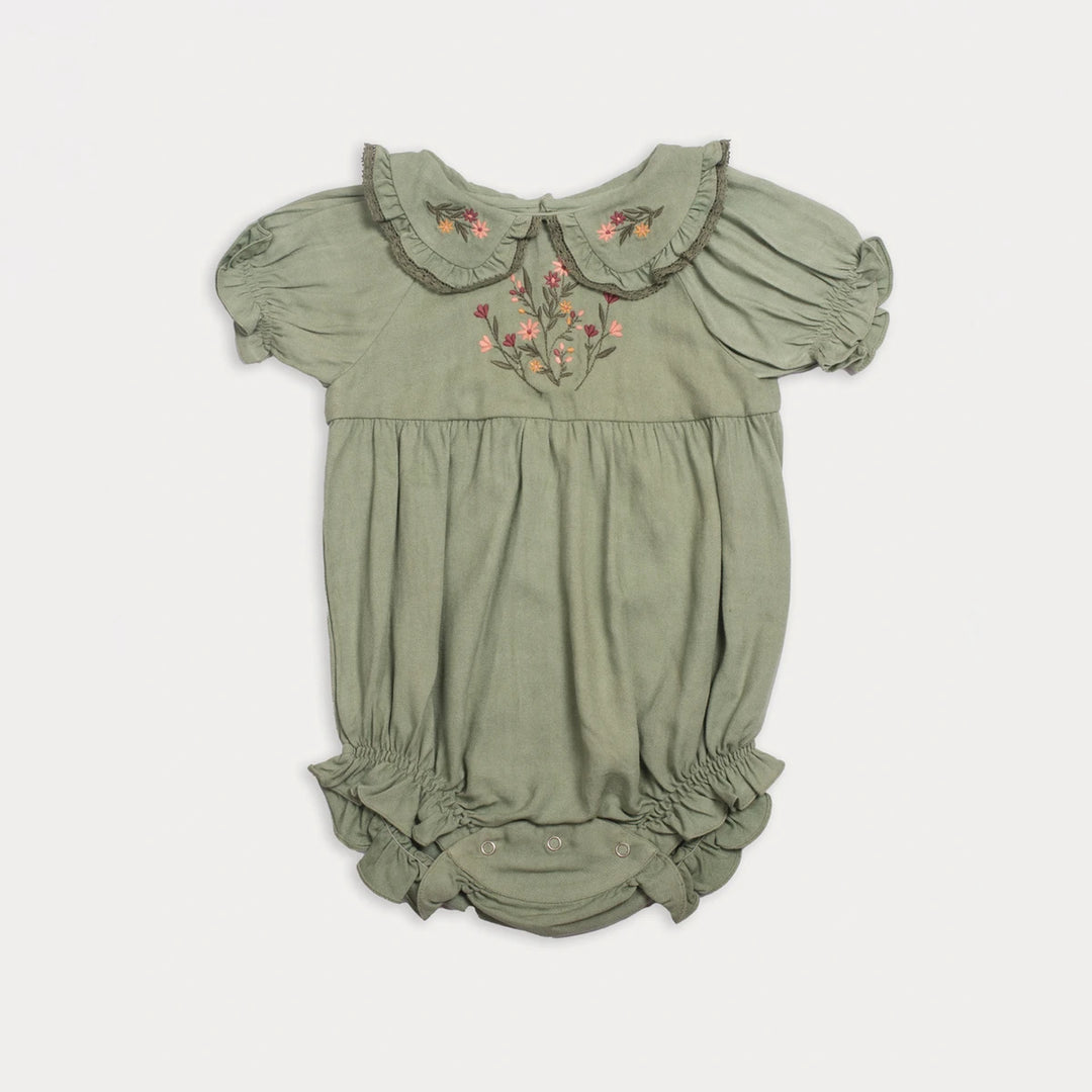 Early Sunday Mathilda Baby Bubble Romper For Girls - Sage Green