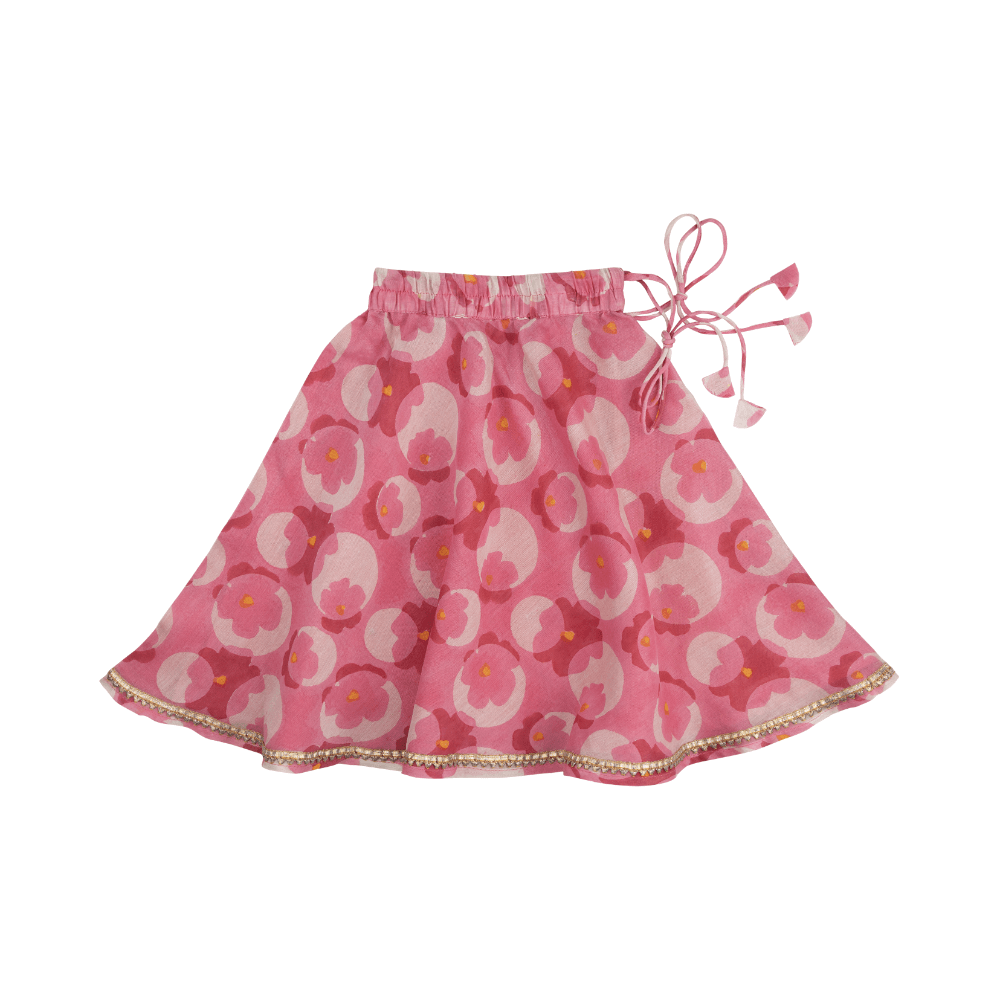 Dulaar Chanderi Lehenga Set | Hand-Block Printed (Gota Work) - Flowering Circles